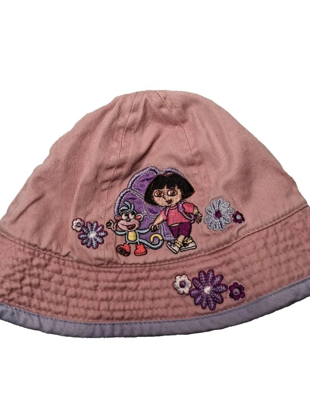 Vintage Nick Jr Dora The Explorer Bucket Hat Infant Girls Pink Purple Cartoon TV